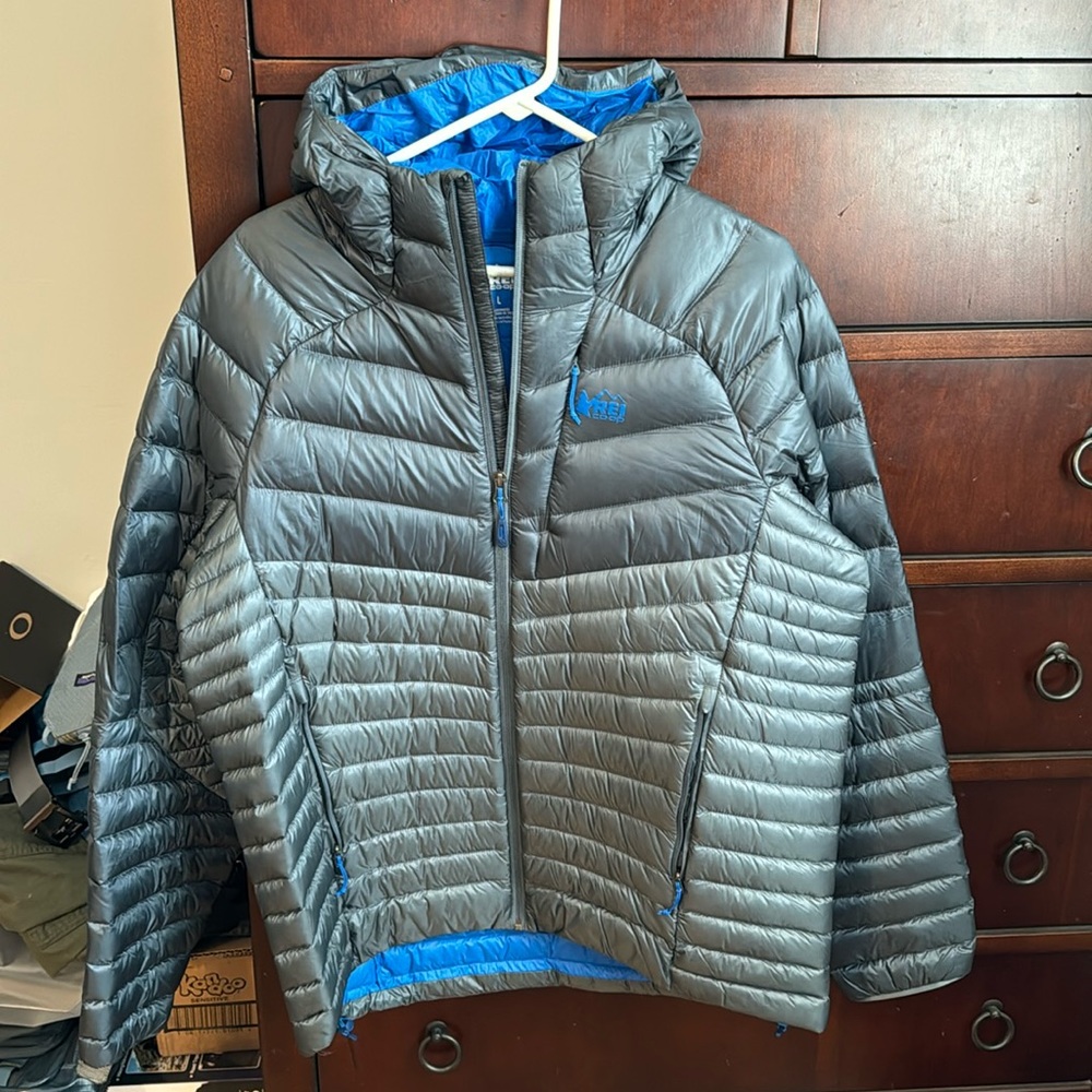 REI down puffer jacket with hood